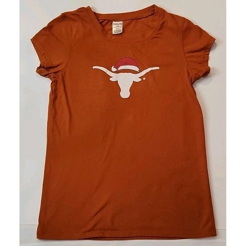 Texas Longhorns Sideline Apparel Youth Small Christmas Shirt Santa Hat